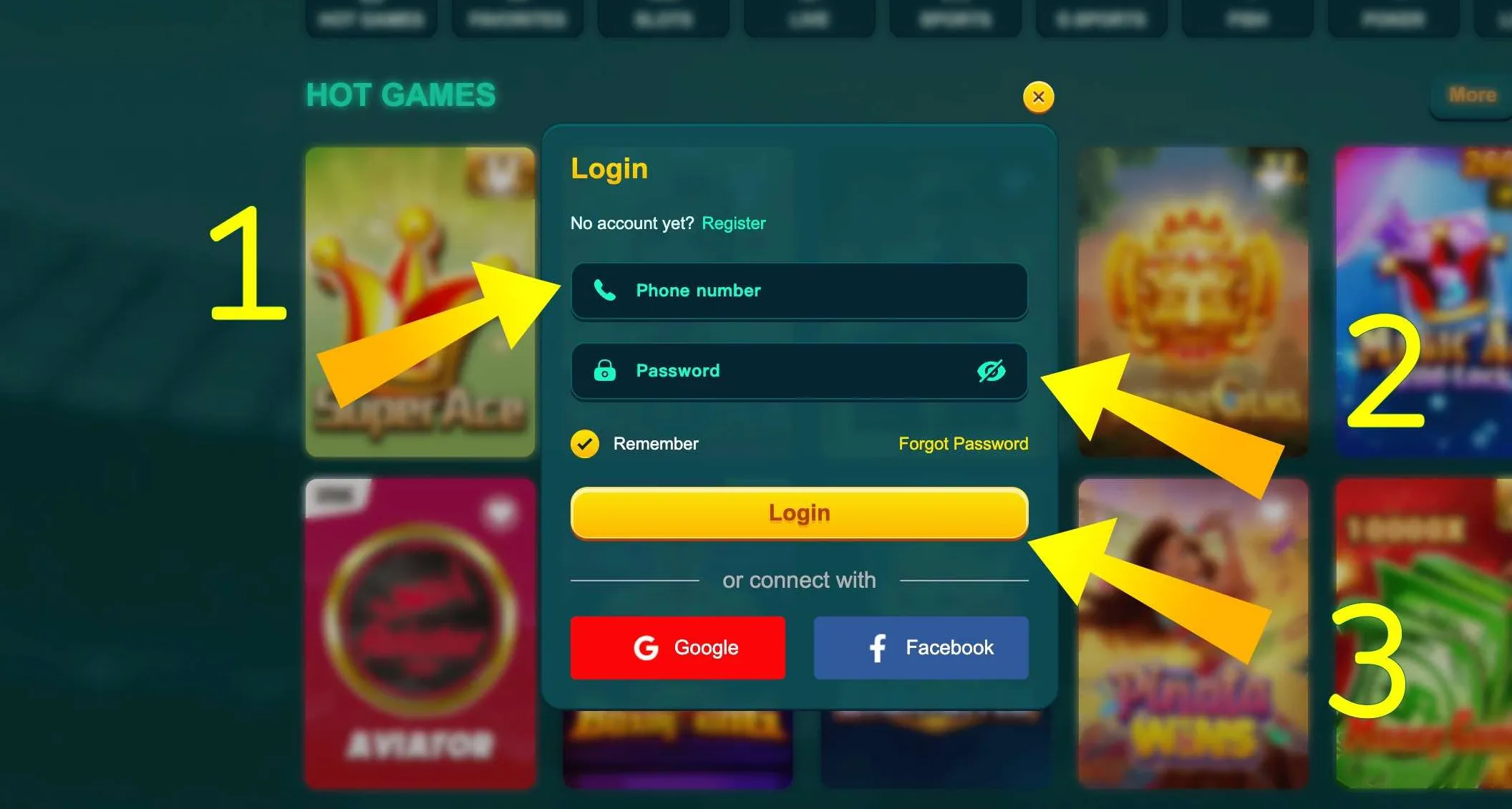 EK333 login screen example